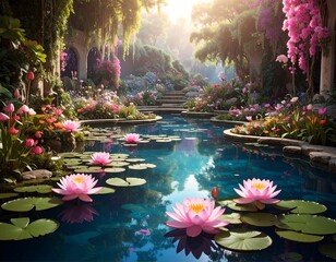 Serene Floral Garden Pathway.