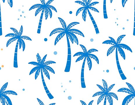 Tropical Palm Trees Seamless Pattern Design.
