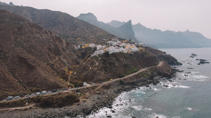 Aerial View of Taganana Village in Anaga Mountains, Tenerife, Canary Islands