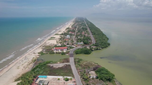 El Istmo Caribe, a Sand Strip Separating Caribbean Sea and Unare Lagoon
