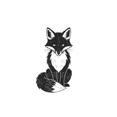 Obraz premium Stylized Black and White Fox Illustration.
