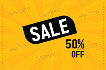 Fifty percent off sale special offer promotion. Flash sale poster, sale banner design template. Sale and discounts.