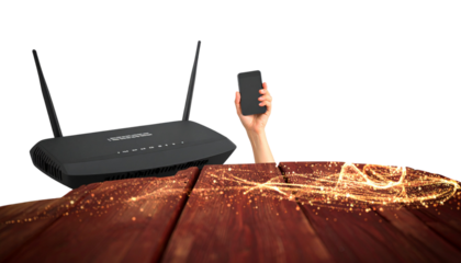 Network Router Set – Two Router Variations with Emitted Wi-Fi Signals Isolated on Transparent Background