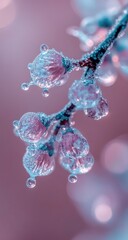 Fototapeta premium Frost-kissed buds sparkle; delicate, ethereal winter beauty