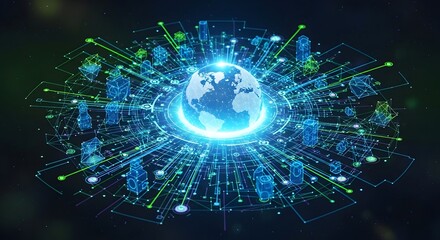 Obraz premium Global Network Tech-Enhanced World Connection
