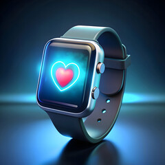 smartwatch with glowing health app screen