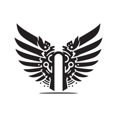 mechanical wings opening vector silhouette clip art logo design illustration