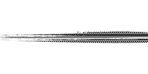 Tire track. Car, bike, motorcycle tyre mark with grunge effect isolated on white background. Wheel footprint on the road. Top view of rubber protector mark. vector