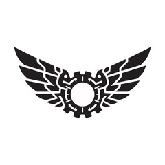 mechanical wings opening vector silhouette clip art logo design illustration