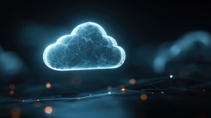 Glowing cloud shape representing data flow in digital world