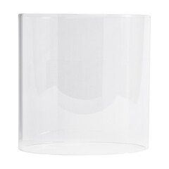Clear glass cylinder isolated on white background.