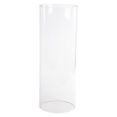 Clear glass cylinder on a white background