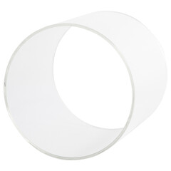 Transparent acrylic cylinder isolated on a white background.