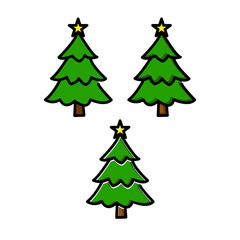 Stylized Christmas Trees With Golden Star