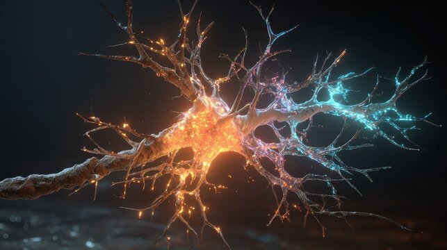 Intricate Neuron Network Visualizing Neural Pathways in Deep Space