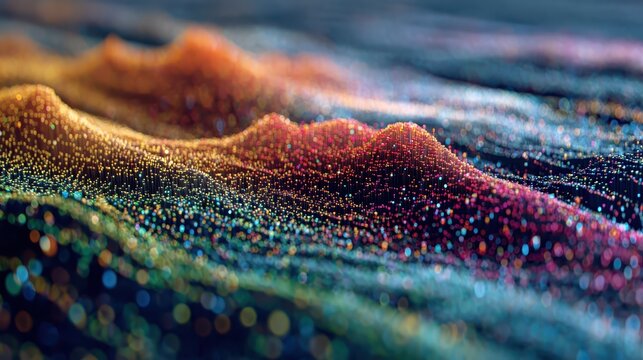 Abstract representation of data processing using AI technology