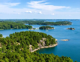 Green islands in blue sea