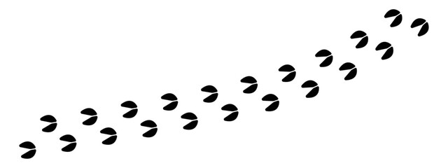 Simple trail of animal hoof prints of an animal with cloven hooves, such as a deer, goat, or pig