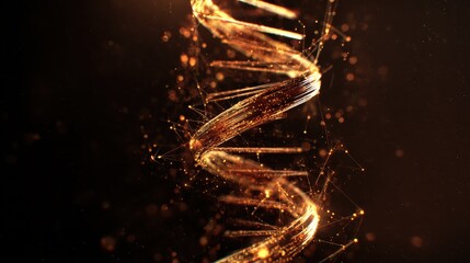 Luminous DNA structure in a close up scientific visualization