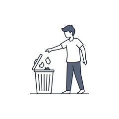 a teenager disposes of rubbish in the bin