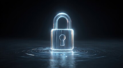 Glowing digital padlock showing security and online protection