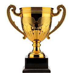 Luxurious Gold Champion Trophy Cup isolated on white and transparent background.