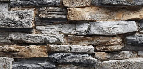 Realistic rough stone wall texture in varying shades of grey and brown.