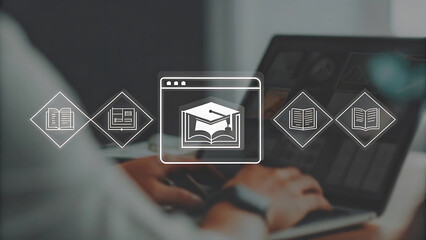 Laptop showing holographic language learning gamification platform