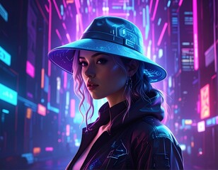 White Hat Hacker Silhouette with Glowing Padlock in Neon Cyberspace