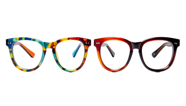 Classic and modern reading glasses bundle isolated on transparent background - Powered by Adobe