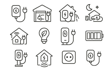 Vector wireless charger charging indoor home icon symbol battery plug icons garage