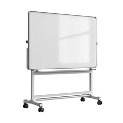Fototapeta premium A clean white dry erase board on a silver rolling stand isolated on transparent background