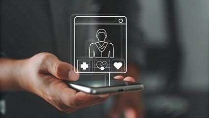 Smartphone glowing with holographic remote patient monitoring healthcare
