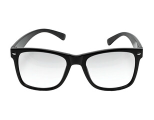 Fototapeta premium Sleek black-framed eyeglasses against a black background, angled view