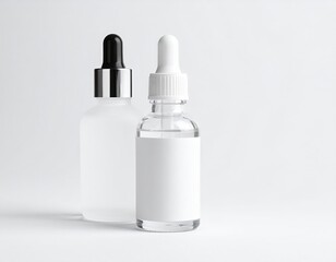 Two dropper bottles; one frosted, one clear