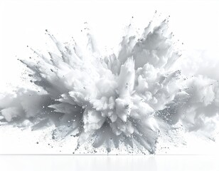 Powder explosion. Fluffy, white cloud against bright background