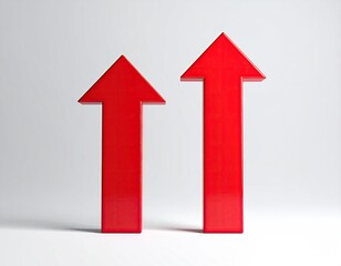 Two upright red arrows of different height pointing upward