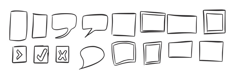 hand drawn frame vectors and speech bubble vector illustration