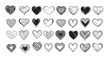 hand drawn heart hearts love valentines day doodle scribble vector illustration