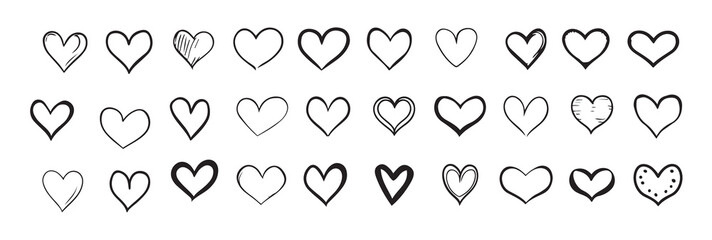 hand drawn heart hearts love valentines day doodle scribble vector illustration