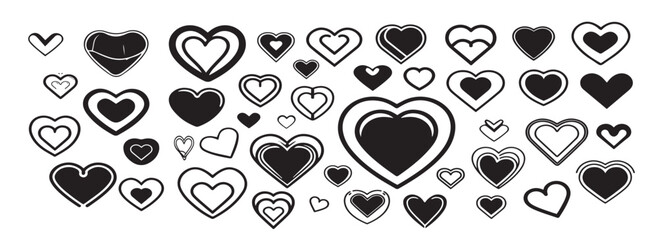 hand drawn heart hearts love valentines day doodle scribble vector illustration