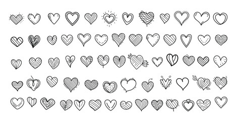 hand drawn heart hearts love valentines day doodle scribble vector illustration