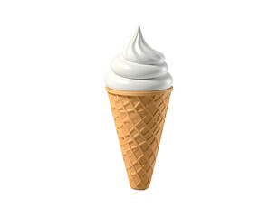 A perfectly swirled soft serve ice cream cone isolated on a black background
