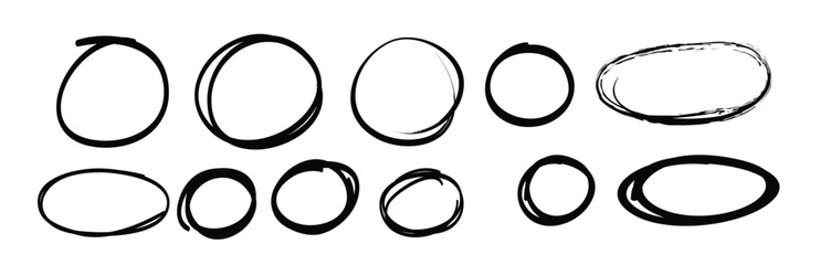 hand drawn scribble line circles and arrows doodle round vector illustration