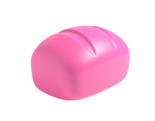 Rendered, glossy pink loaf of bread with two vertical grooves, isolated on black