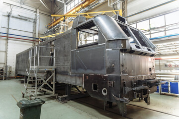 train during maintenance in a workshop