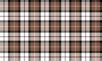 This seamless plaid pattern, in brown, white, and black, is elegant and contemporary. It's perfect for designing clothes, skirts, and pants, adding a classic touch to any fashion look.