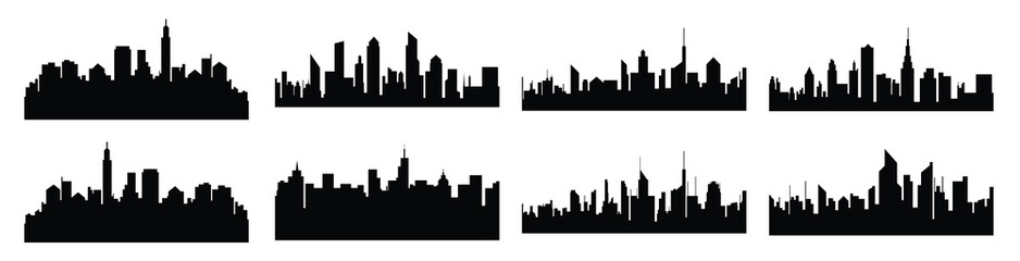 Naklejka premium modern city scape silhouette vector collection urban vector illustration