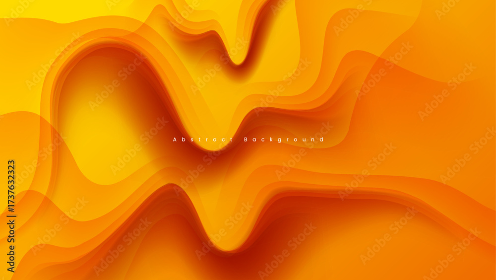Wall mural orange abstract background with overlapping wavy shapes