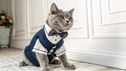a cat in a fashionable suit